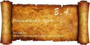 Bocsanszki Apor névjegykártya